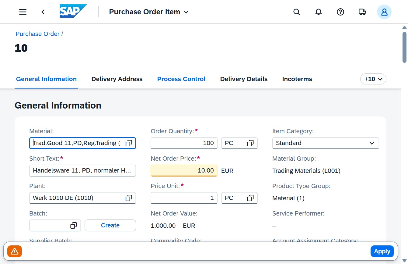 Click the Delivery Details tab