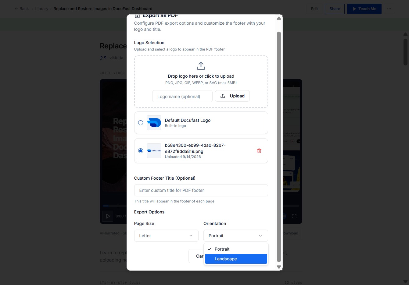 Select Landscape Orientation