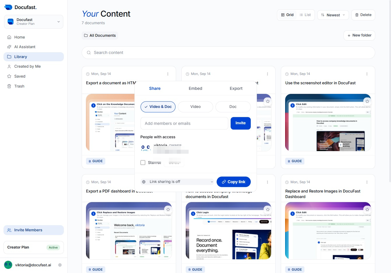 Click Link Sharing Option