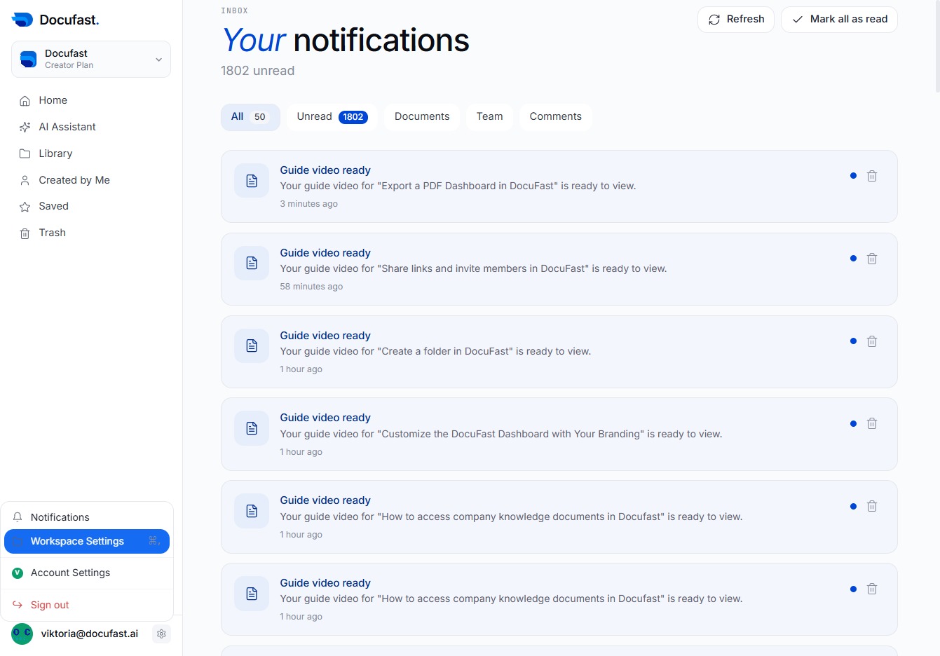 Click Workspace Settings