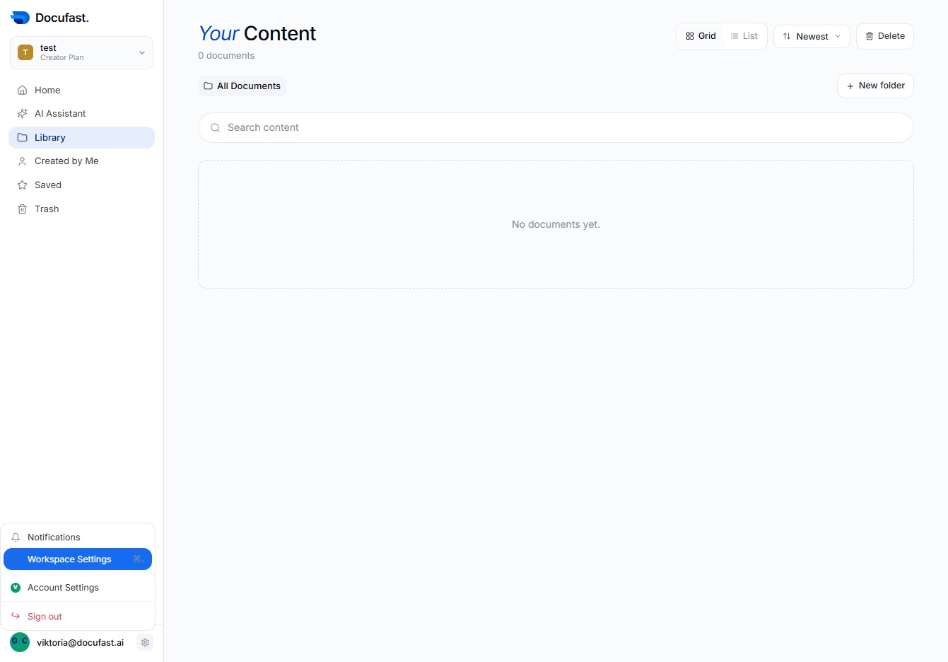 Click Workspace Settings