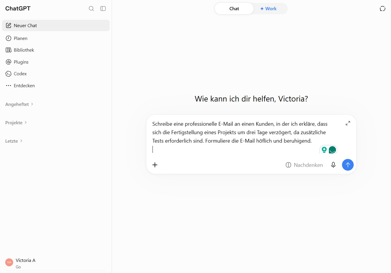 Klicke auf 'Senden'