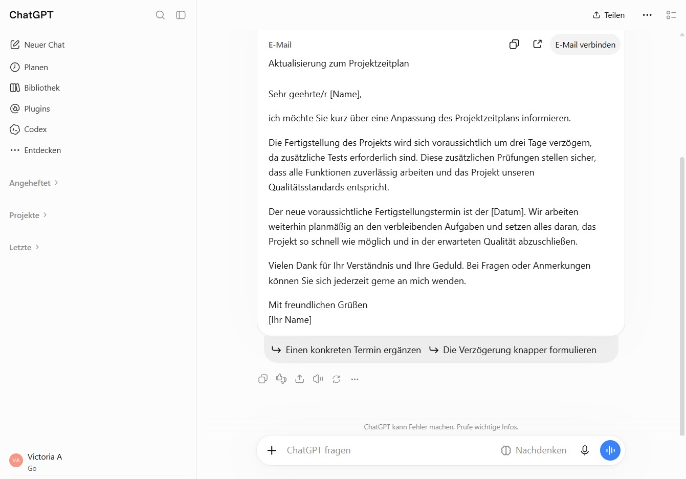 Klicke auf 'ChatGPT fragen'