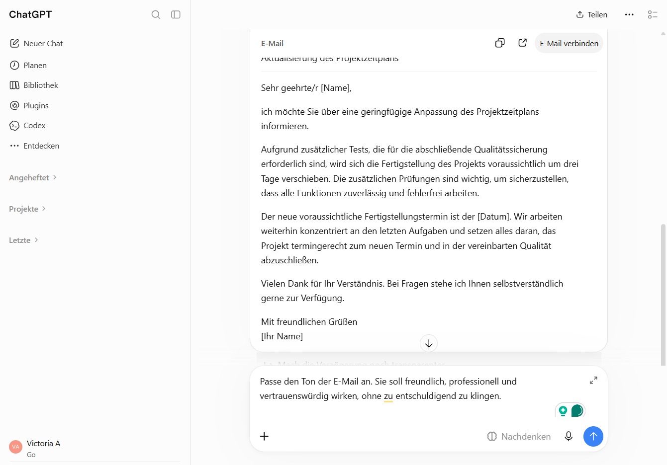In ChatGPT fragen