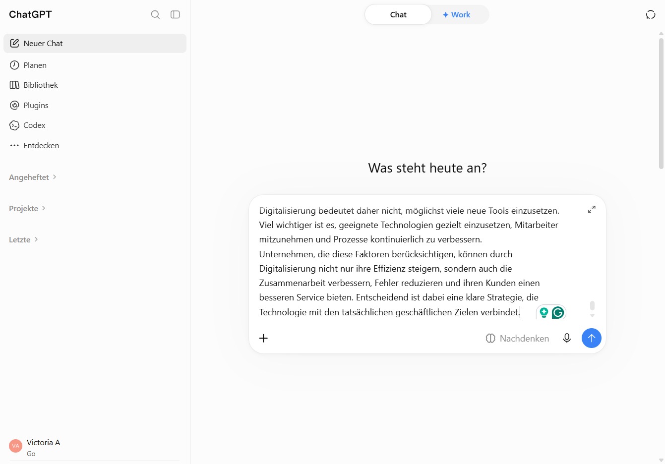 Gib deine Frage in ChatGPT ein