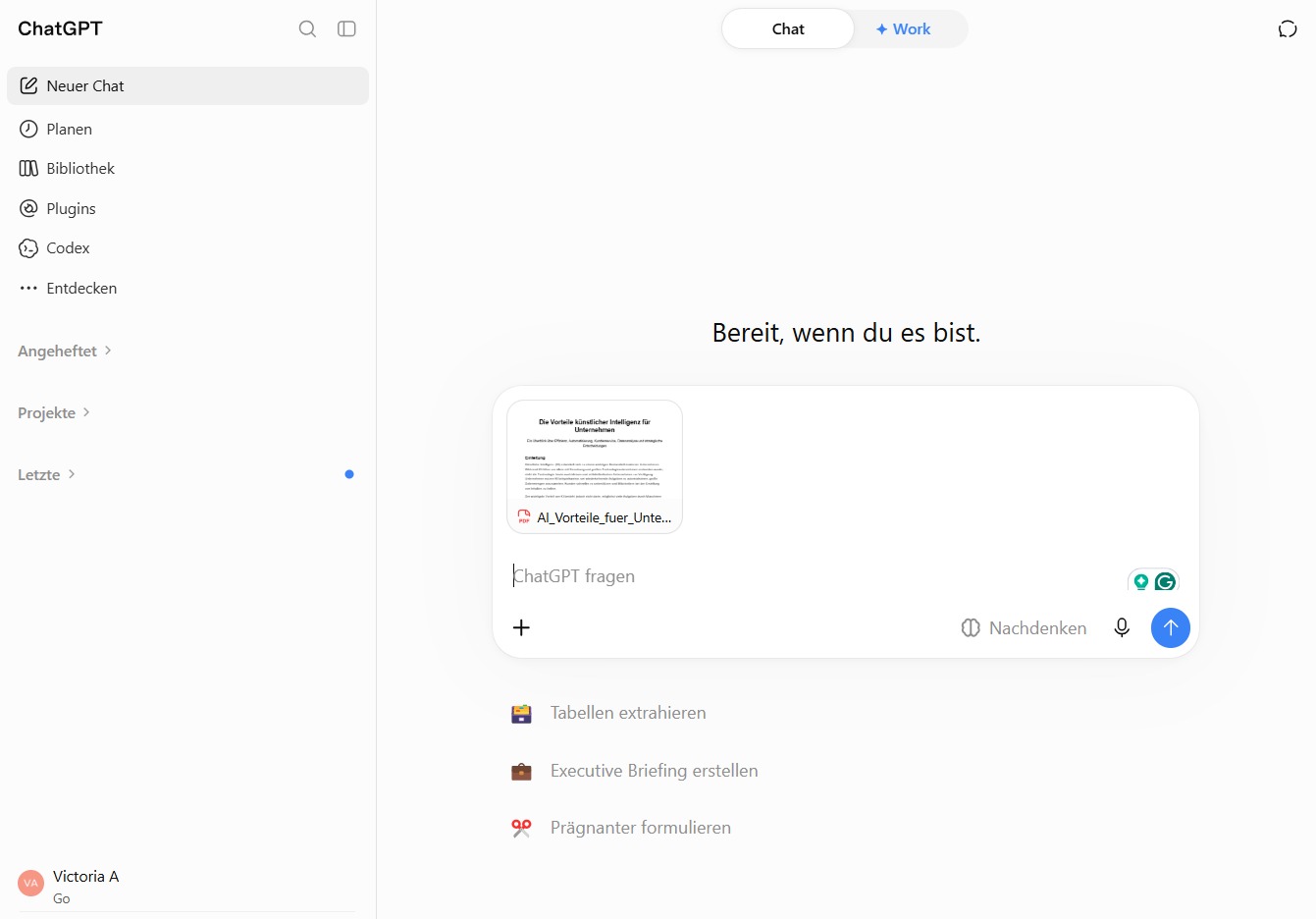 Klicke auf "ChatGPT fragen"
