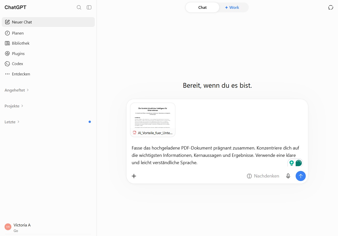 Gib deine Frage in ChatGPT ein
