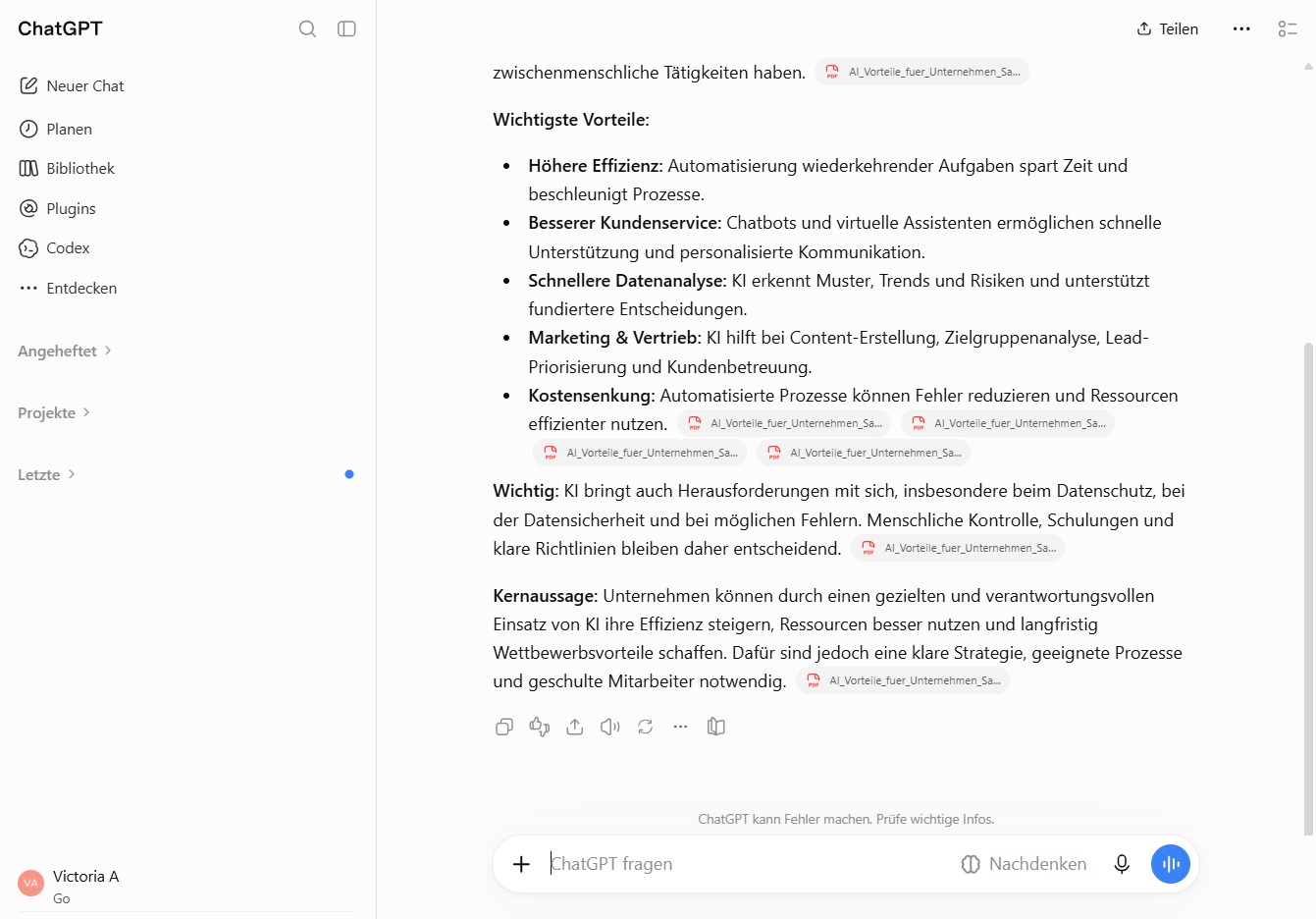 Klicke auf 'ChatGPT fragen'