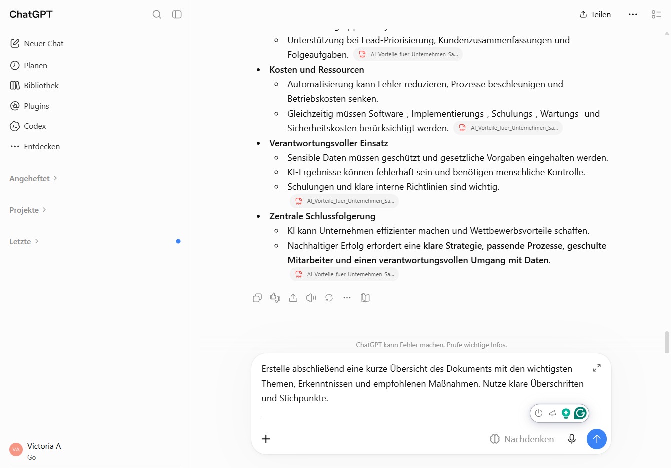 In ChatGPT fragen