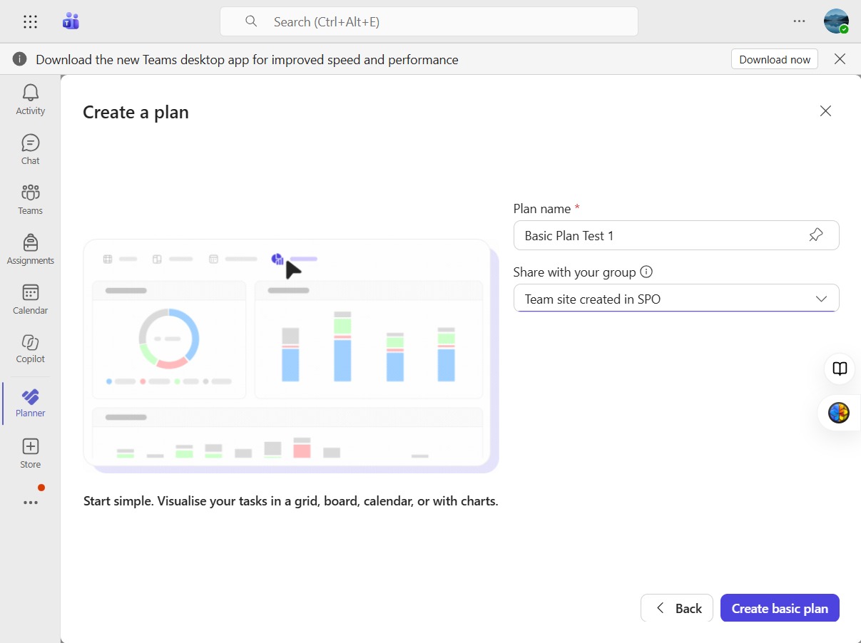 Click Create basic plan