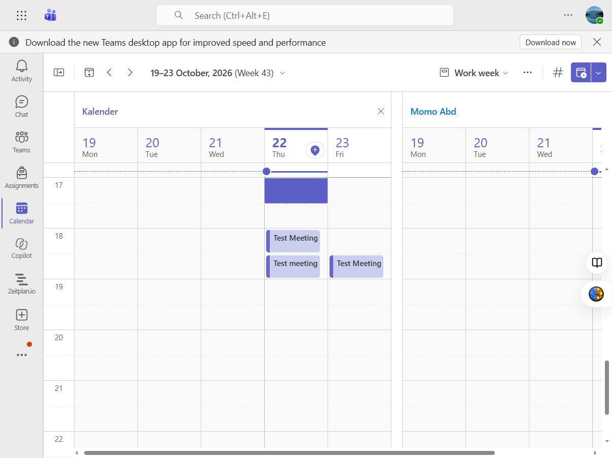 Select the Test Meeting