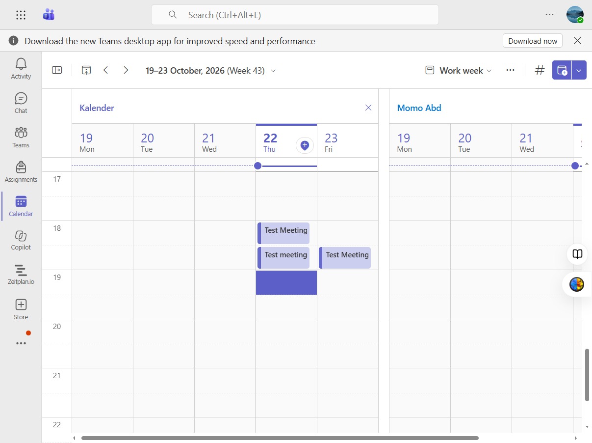 Double-click Select the Test Meeting