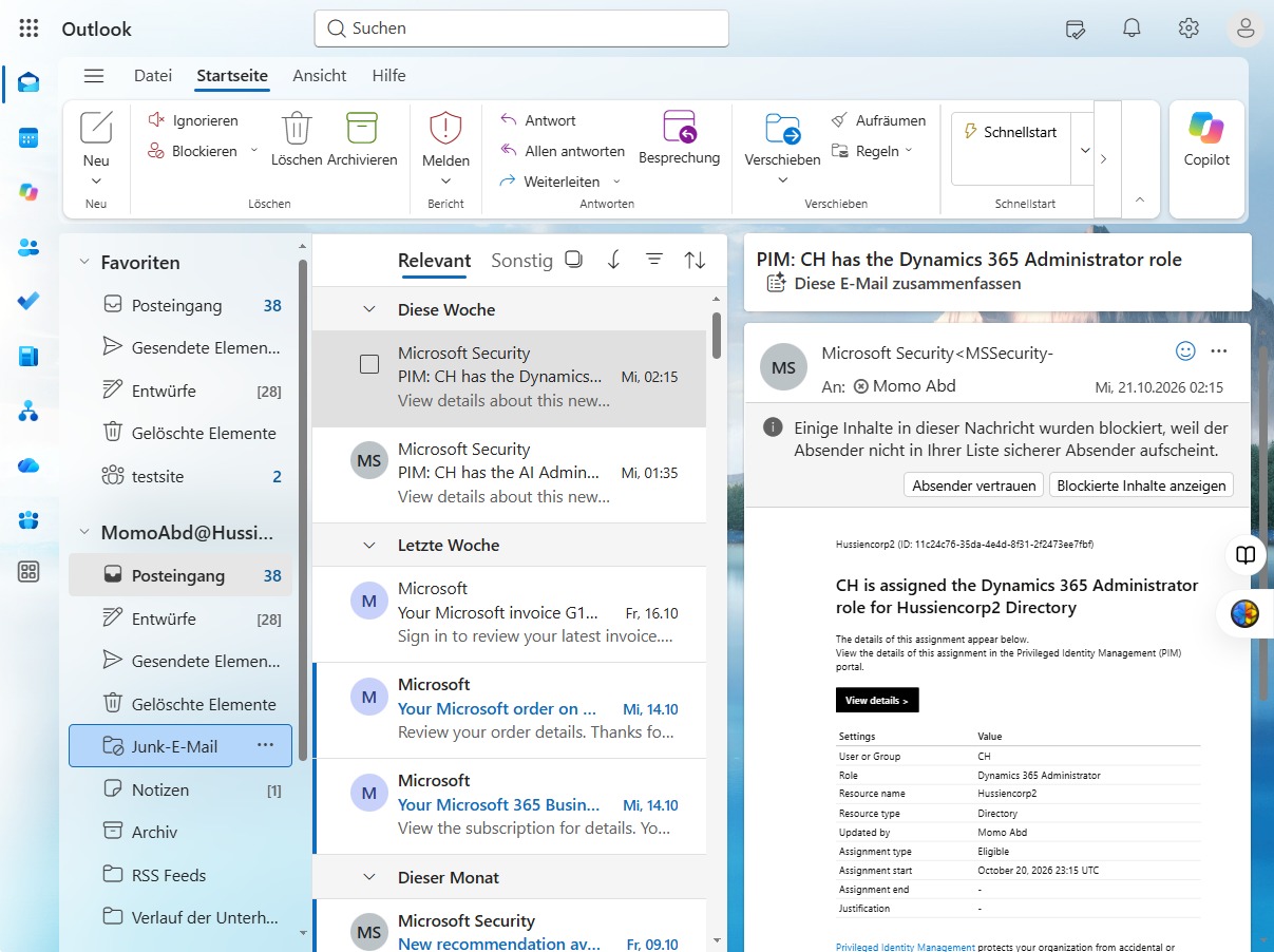 Klicken Sie auf Junk-E-Mail