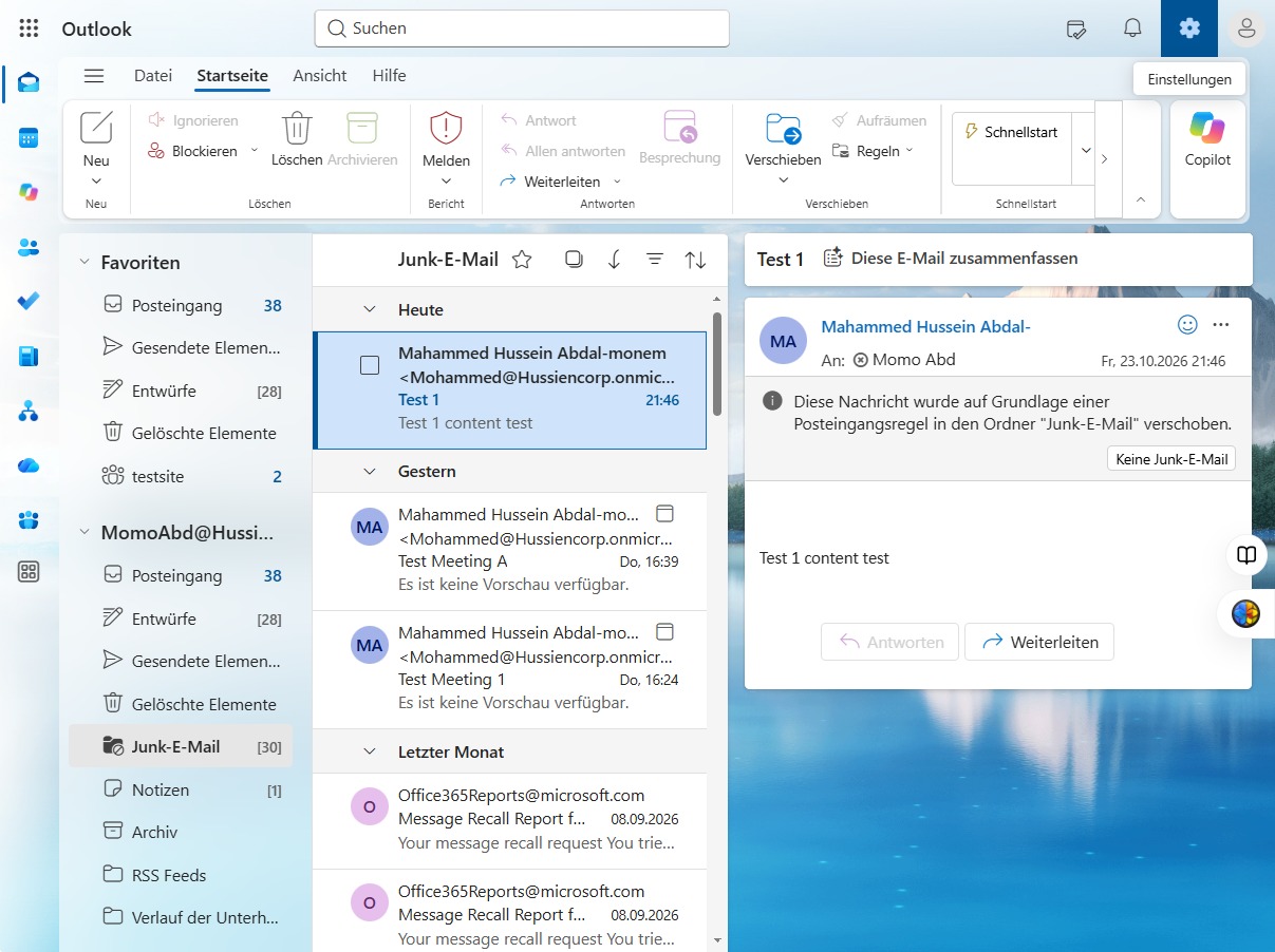 Klicken Sie auf das Junk-E-Mail-Symbol